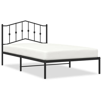 Metal Bed Frame without Mattress with Headboard Black 107x203 cm King Single