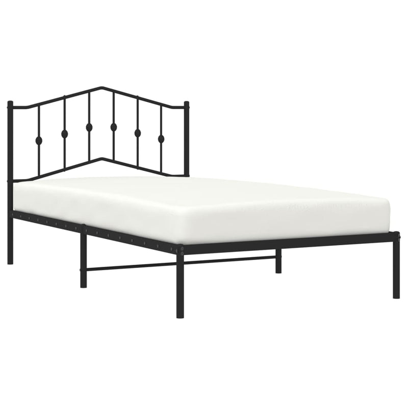 Metal Bed Frame without Mattress with Headboard Black 107x203 cm King Single