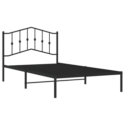 Metal Bed Frame without Mattress with Headboard Black 107x203 cm King Single