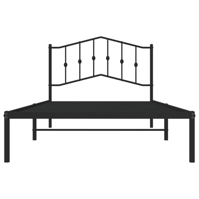 Metal Bed Frame without Mattress with Headboard Black 107x203 cm King Single