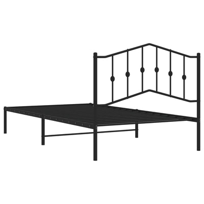 Metal Bed Frame without Mattress with Headboard Black 107x203 cm King Single