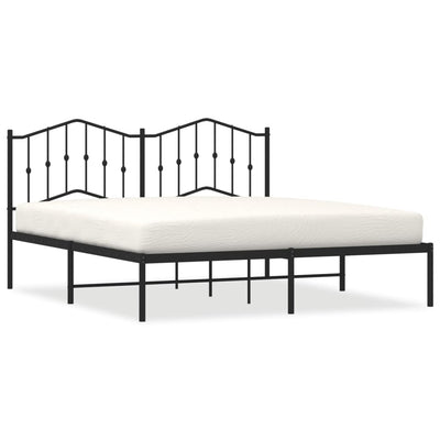 Metal Bed Frame without Mattress with Headboard Black 183x203 cm King