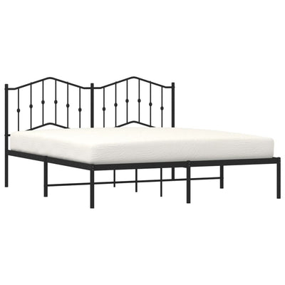 Metal Bed Frame with Headboard Black 183x203 cm King Size