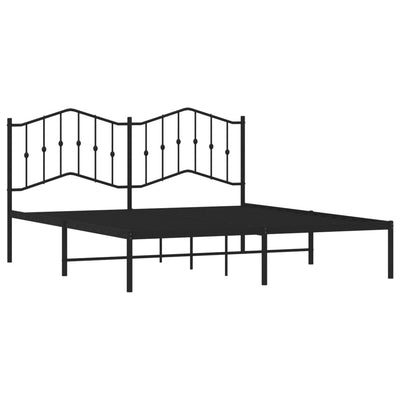 Metal Bed Frame without Mattress with Headboard Black 183x203 cm King