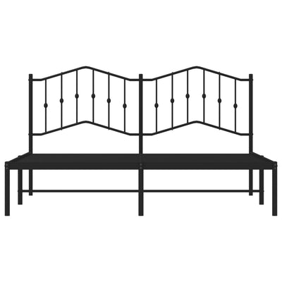 Metal Bed Frame with Headboard Black 183x203 cm King Size