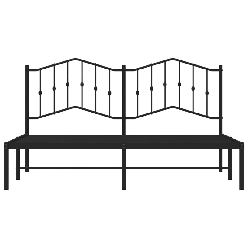 Metal Bed Frame with Headboard Black 183x203 cm King Size