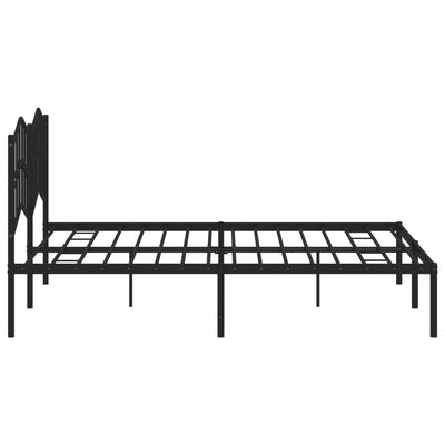 Metal Bed Frame with Headboard Black 183x203 cm King Size