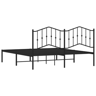 Metal Bed Frame without Mattress with Headboard Black 183x203 cm King