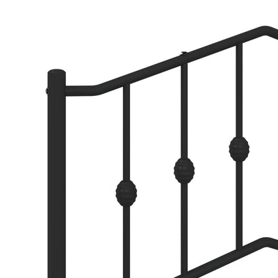 Metal Bed Frame with Headboard and Footboard Black 92x187 cm Single Size