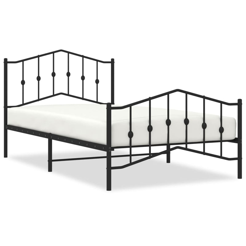 Metal Bed Frame without Mattress with Footboard Black 107x203 cm King Single