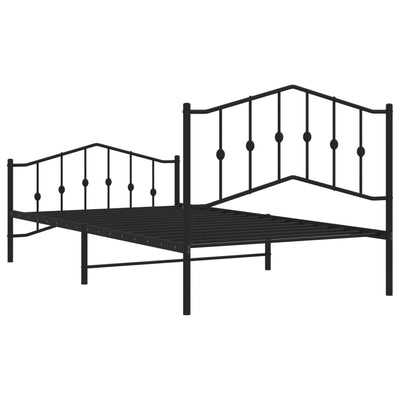 Metal Bed Frame without Mattress with Footboard Black 107x203 cm King Single