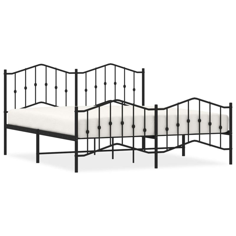 Metal Bed Frame without Mattress with Footboard Black 183x203 cm King