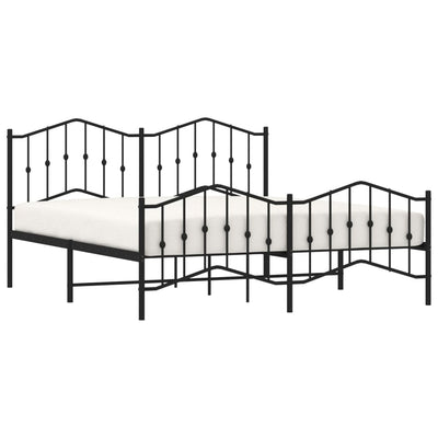 Metal Bed Frame without Mattress with Footboard Black 183x203 cm King