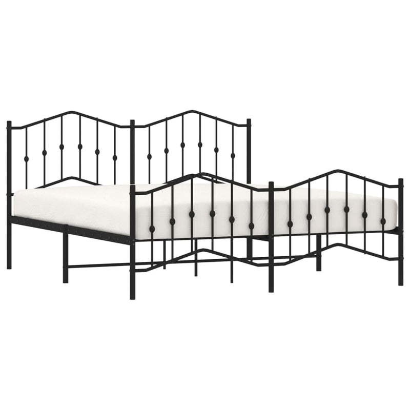 Metal Bed Frame without Mattress with Footboard Black 183x203 cm King