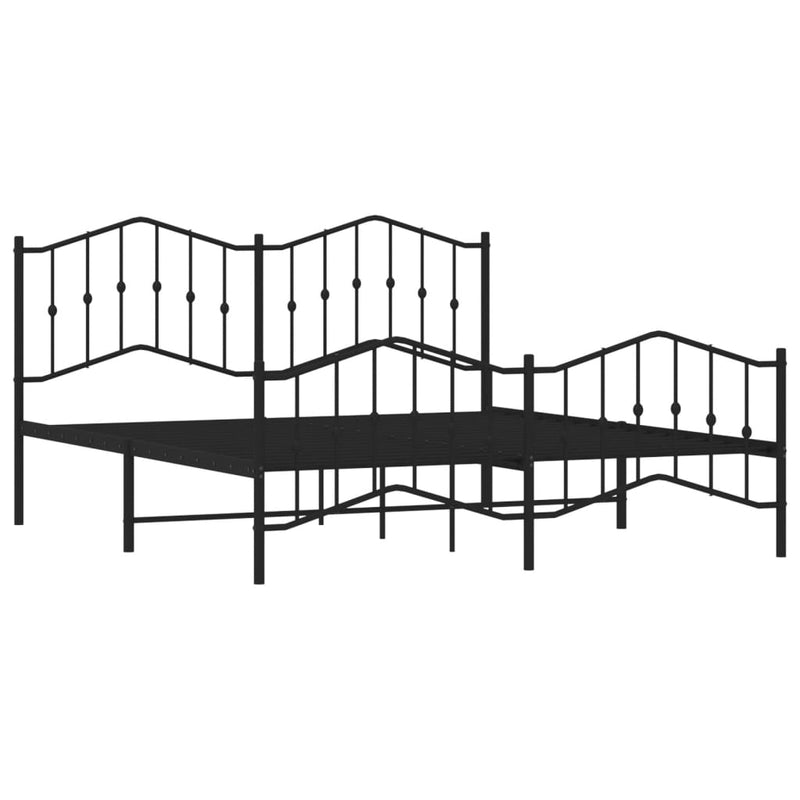 Metal Bed Frame without Mattress with Footboard Black 183x203 cm King