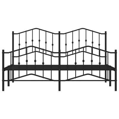 Metal Bed Frame without Mattress with Footboard Black 183x203 cm King