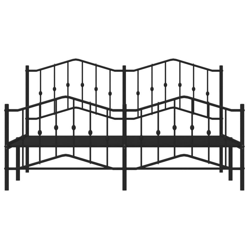 Metal Bed Frame without Mattress with Footboard Black 183x203 cm King