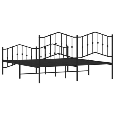 Metal Bed Frame without Mattress with Footboard Black 183x203 cm King