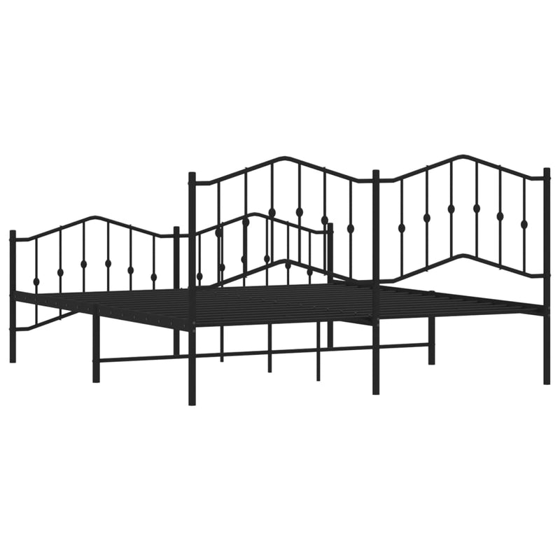 Metal Bed Frame without Mattress with Footboard Black 183x203 cm King