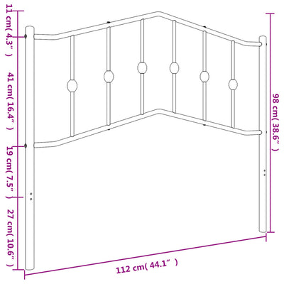 Metal Headboard Black 107 cm King Single