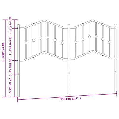 Metal Headboard Black 152 cm Queen