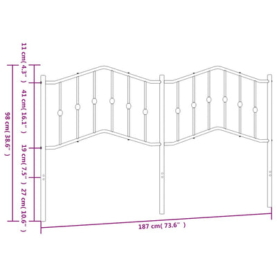 Metal Headboard Black 183 cm King