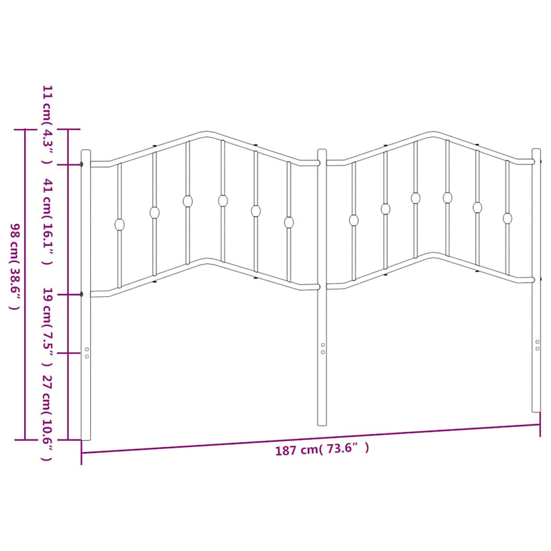 Metal Headboard Black 183 cm King