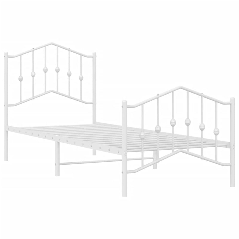 Metal Bed Frame with Headboard and Footboard White 92x187 cm Single Size