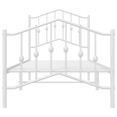 Metal Bed Frame with Headboard and Footboard White 92x187 cm Single Size