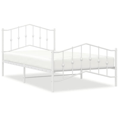 Metal Bed Frame without Mattress with Footboard White 107x203 cm King Single