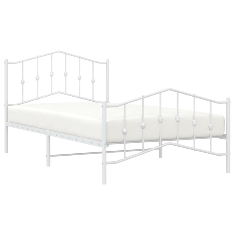 Metal Bed Frame without Mattress with Footboard White 107x203 cm King Single