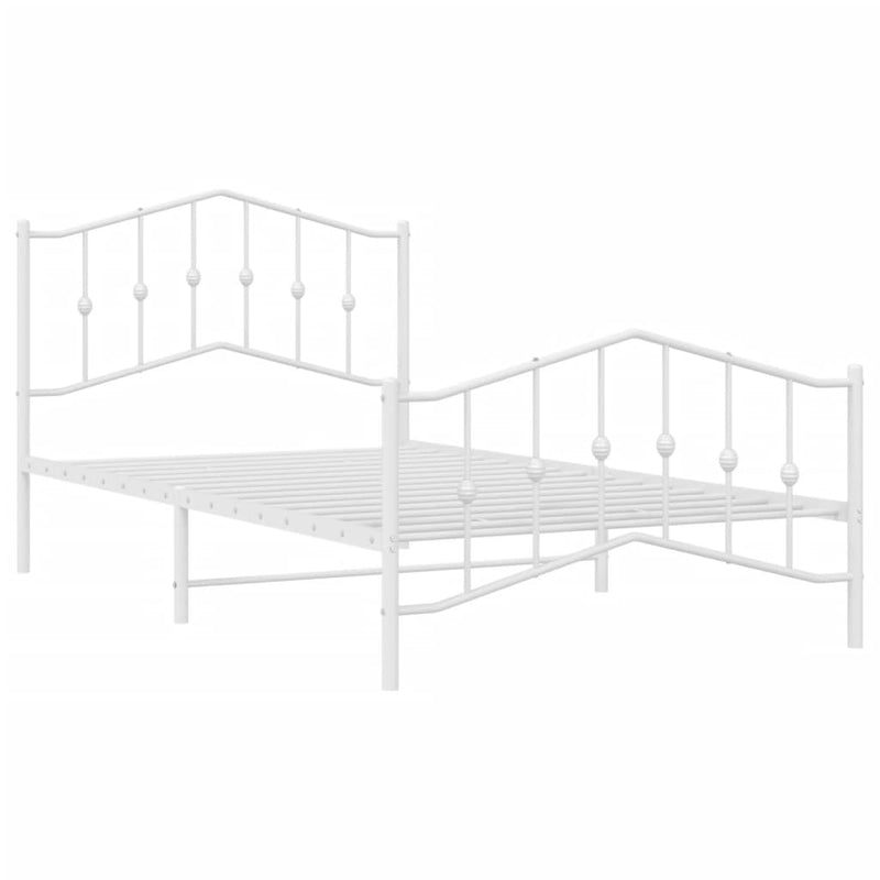 Metal Bed Frame without Mattress with Footboard White 107x203 cm King Single