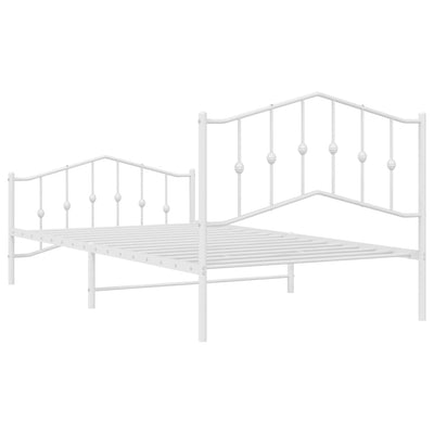 Metal Bed Frame without Mattress with Footboard White 107x203 cm King Single