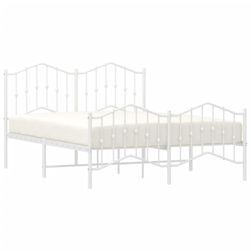 Metal Bed Frame with Headboard and Footboard White 150x200 cm