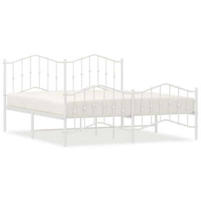 Metal Bed Frame without Mattress with Footboard White 183x203 cm King