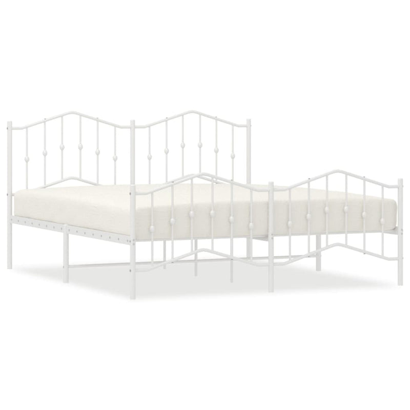 Metal Bed Frame without Mattress with Footboard White 183x203 cm King