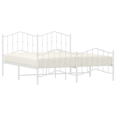 Metal Bed Frame without Mattress with Footboard White 183x203 cm King