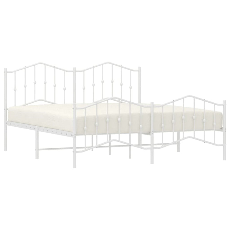 Metal Bed Frame without Mattress with Footboard White 183x203 cm King