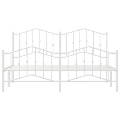 Metal Bed Frame without Mattress with Footboard White 183x203 cm King