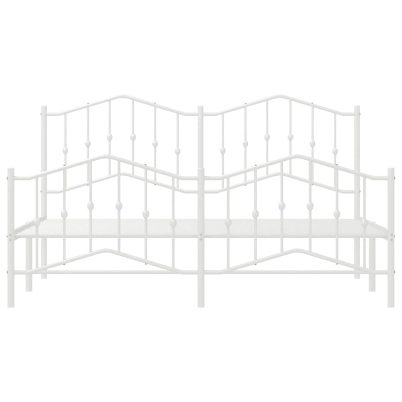 Metal Bed Frame without Mattress with Footboard White 183x203 cm King