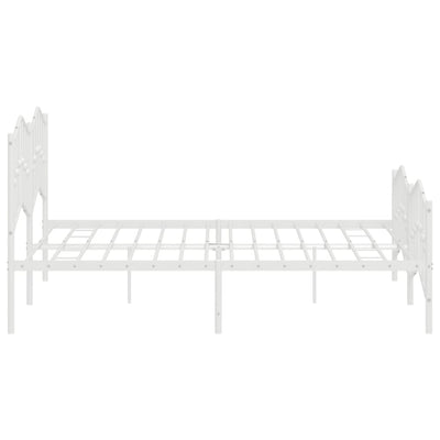 Metal Bed Frame without Mattress with Footboard White 183x203 cm King