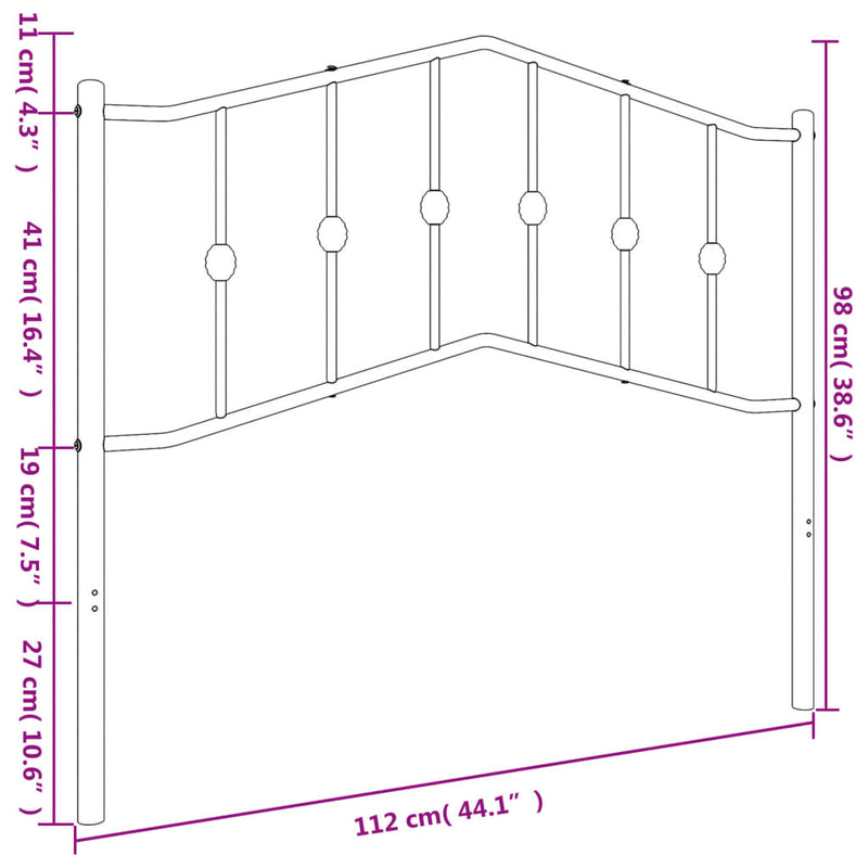 Metal Headboard White 107 cm King Single