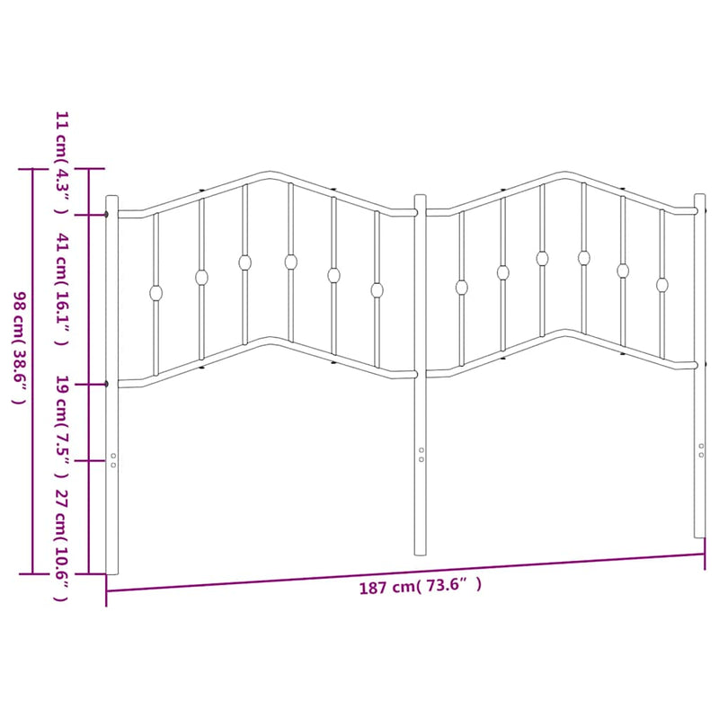 Metal Headboard White 183 cm King