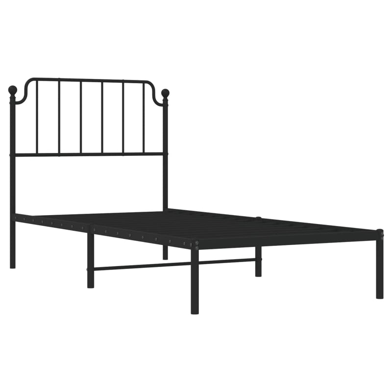 Metal Bed Frame with Headboard Black 92x187 cm Single Size