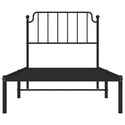 Metal Bed Frame without Mattress with Headboard Black 90x190 cm