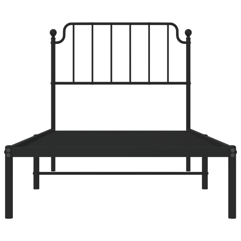 Metal Bed Frame without Mattress with Headboard Black 90x190 cm