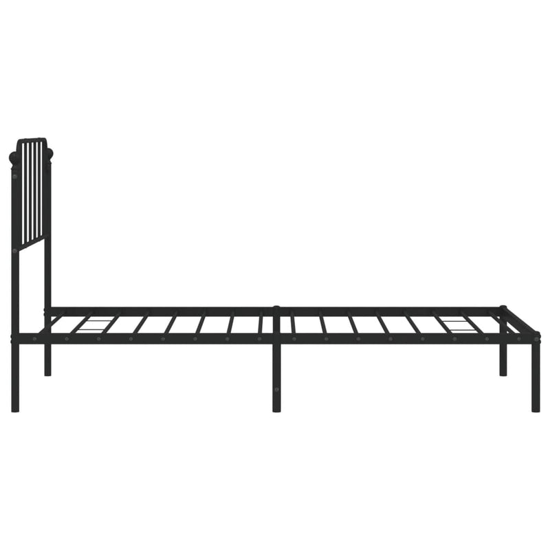 Metal Bed Frame without Mattress with Headboard Black 90x190 cm