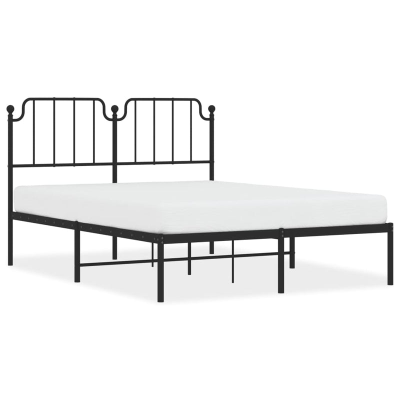 Metal Bed Frame without Mattress with Headboard Black 135x190 cm