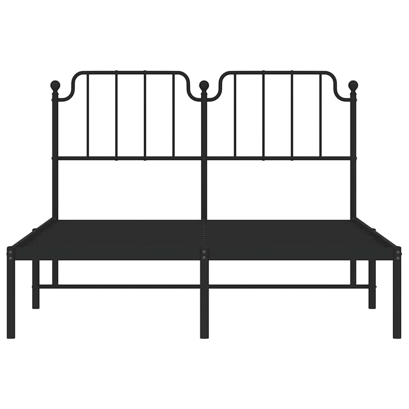 Metal Bed Frame without Mattress with Headboard Black 135x190 cm