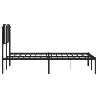 Metal Bed Frame without Mattress with Headboard Black 135x190 cm